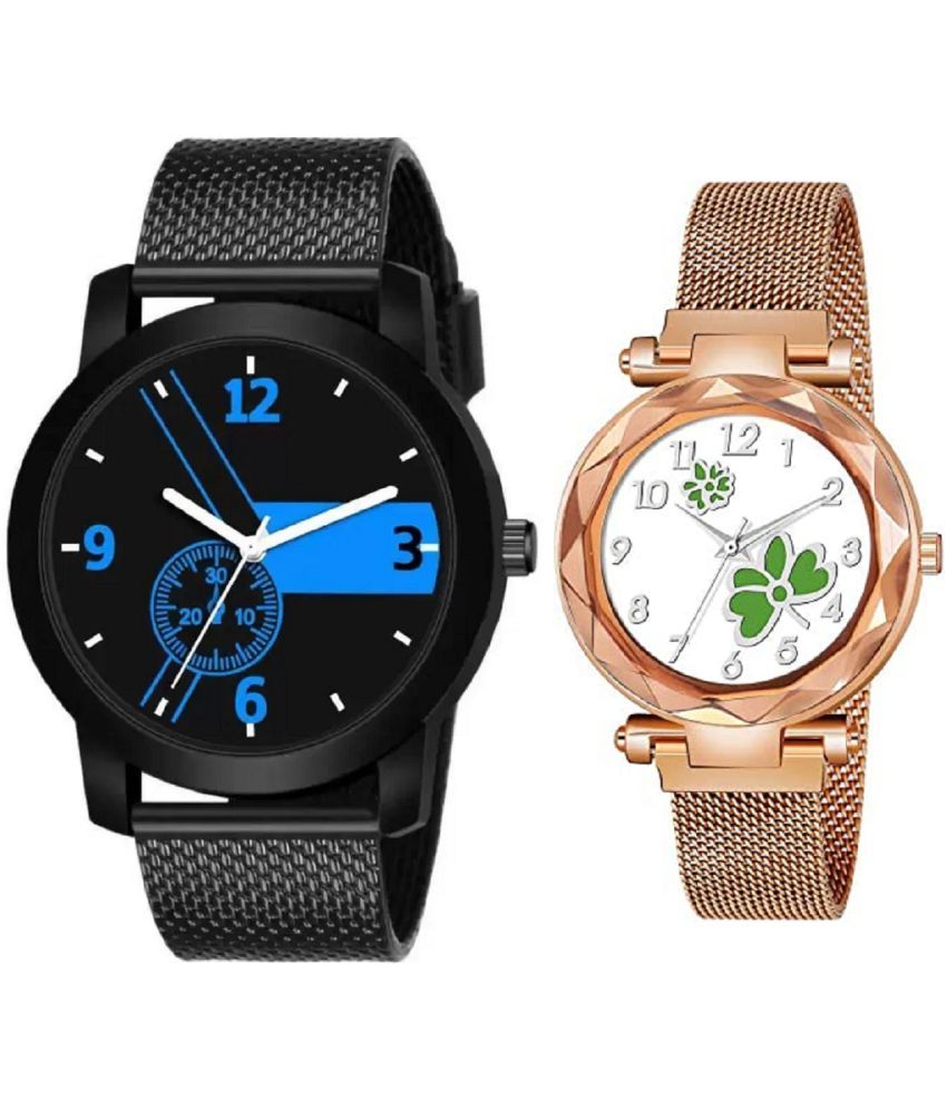     			newmen - Black PU Analog Couple's Watch