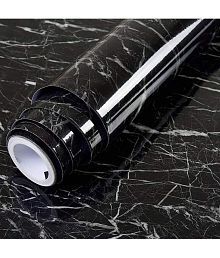 GEEO Black marble design for kitchen foil wallpaper, Wall Sticker ( 200 x 60 cms )