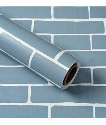 Gatih - PVC Self-Adhesive Wallpaper, Blue Bricks Wallpaper ( 45 x 500 ) cm ( Pack of 1 )
