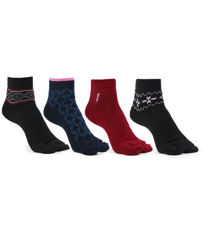     			Bonjour - Multicolor Woollen Women's Ankle Length Socks ( Pack of 4 )