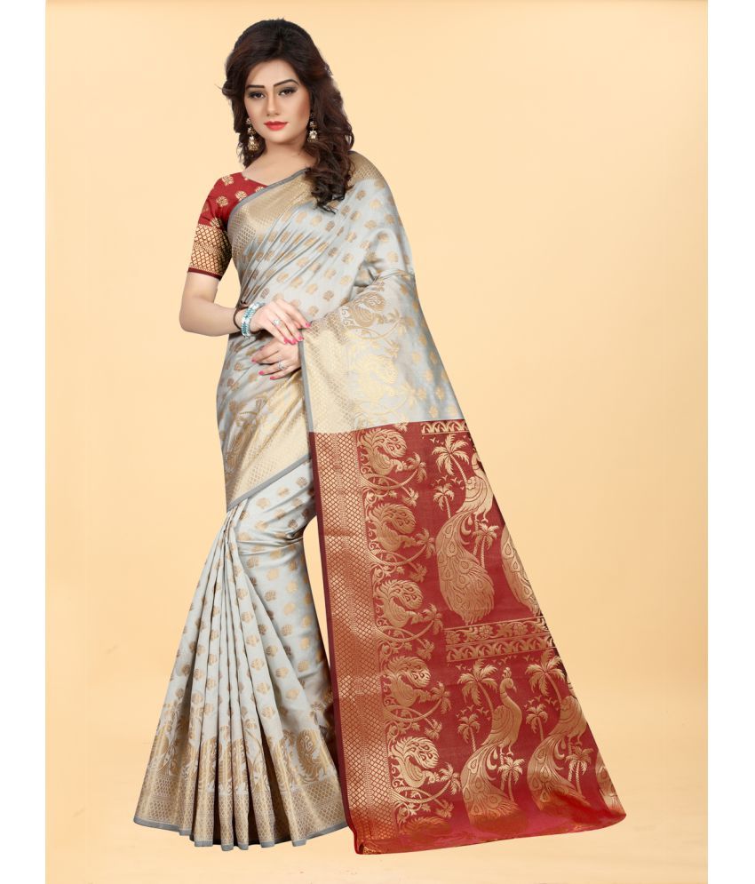     			Gazal Fashions - Cream Banarasi Silk Saree With Blouse Piece ( Pack of 1 )