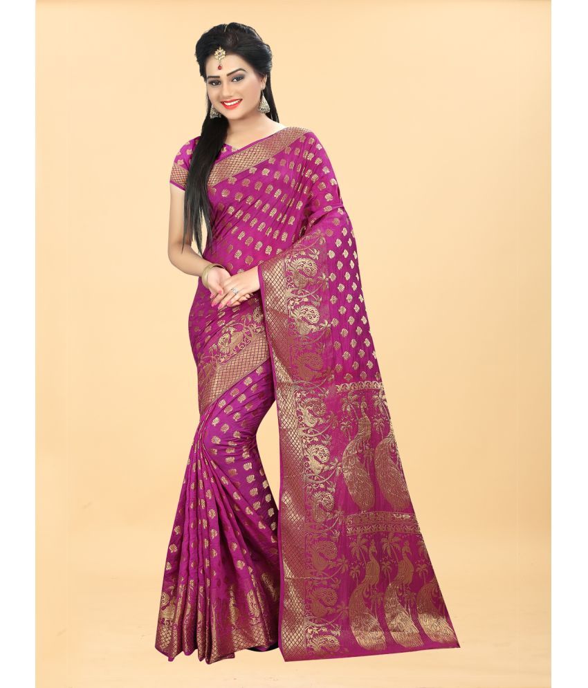     			Gazal Fashions - Pink Banarasi Silk Saree With Blouse Piece ( Pack of 1 )