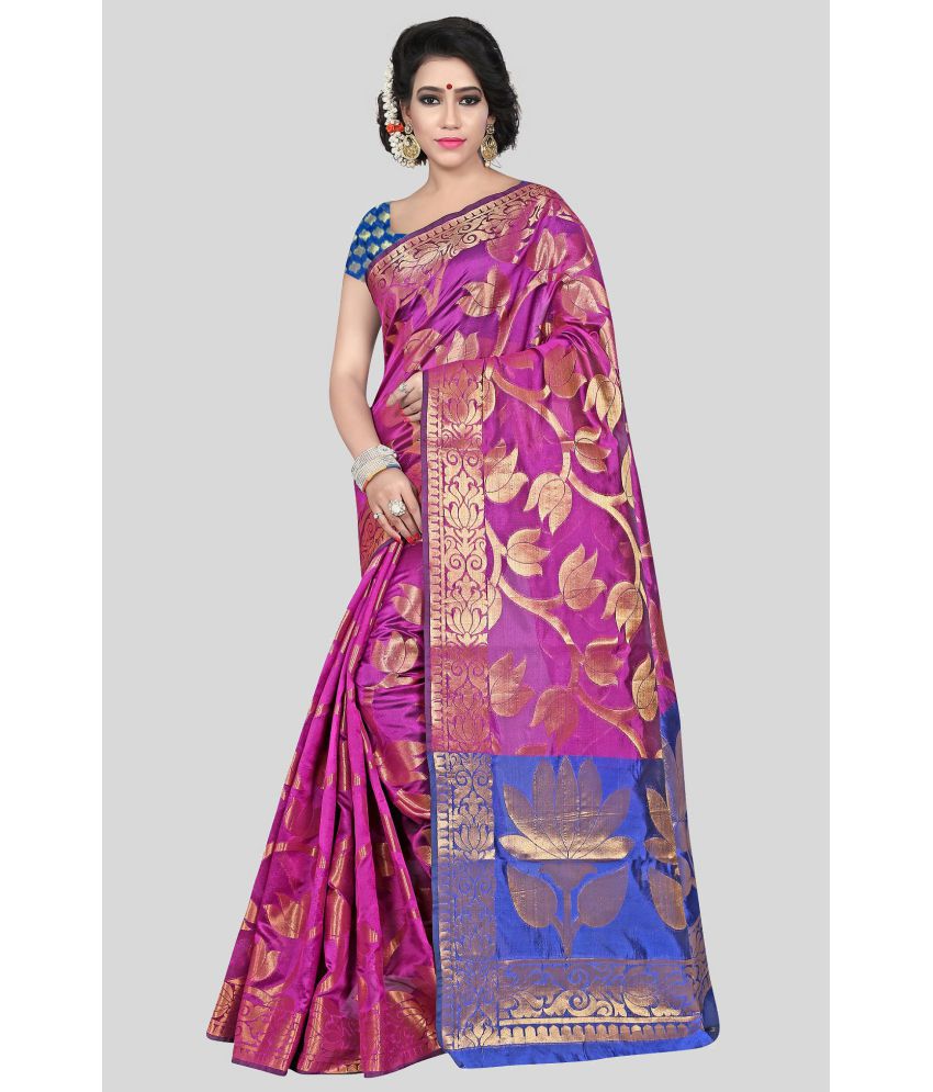     			Gazal Fashions - Pink Banarasi Silk Saree With Blouse Piece ( Pack of 1 )