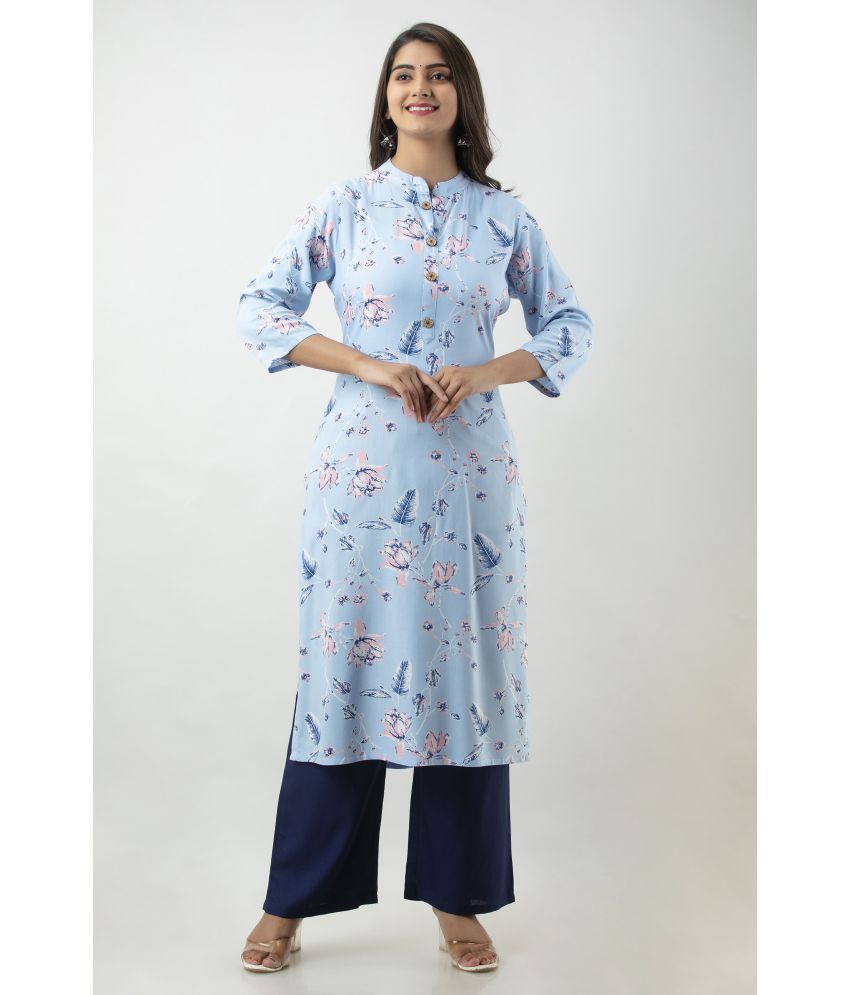     			MAUKA - Light Blue Straight Rayon Women's Stitched Salwar Suit ( Pack of 1 )