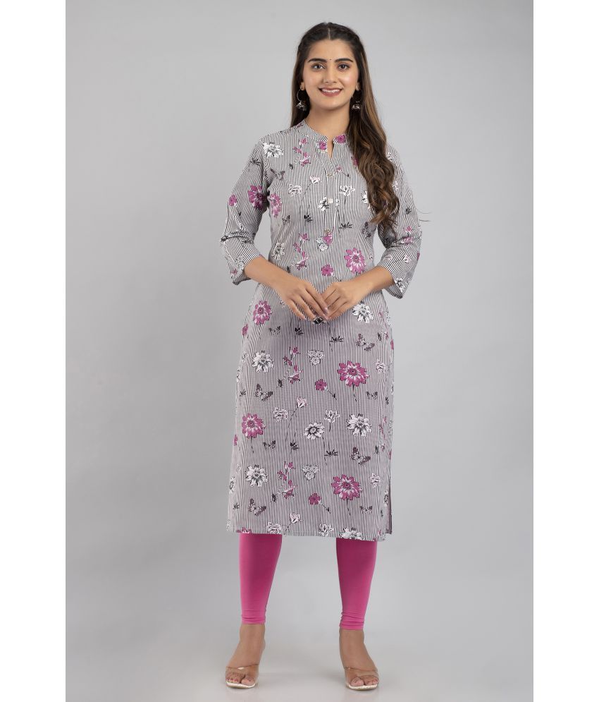     			MAUKA - White Rayon Women's Straight Kurti ( Pack of 1 )