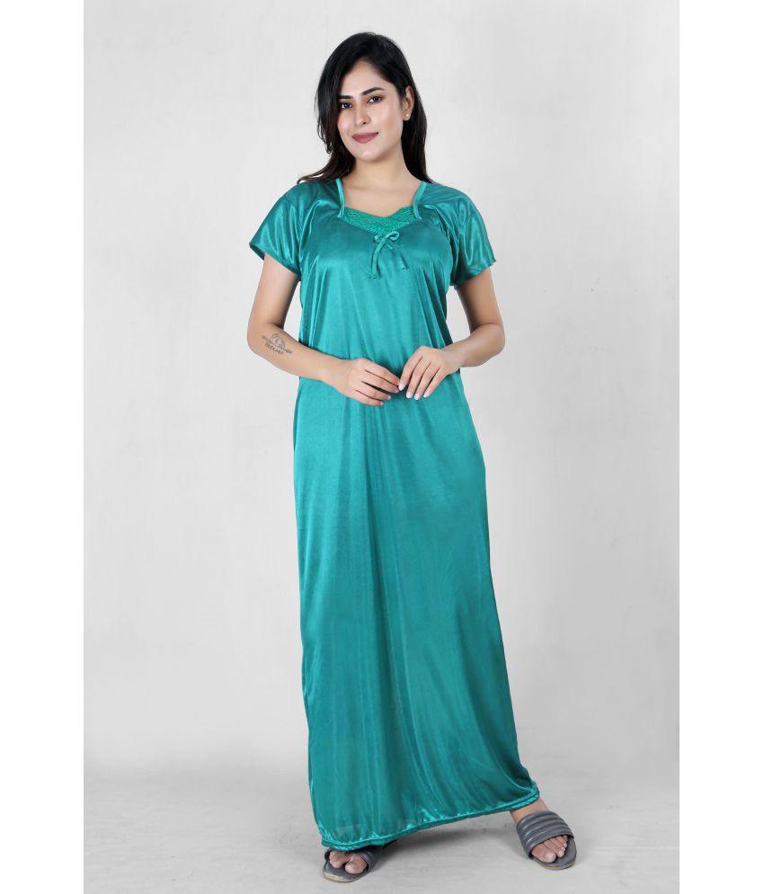     			RRIDHIMA - Green Satin Women's Nightwear Nighty & Night Gowns ( Pack of 1 )