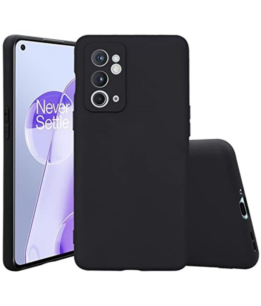     			Spectacular Ace - Black Silicon Plain Cases Compatible For OnePlus 9RT ( Pack of 1 )