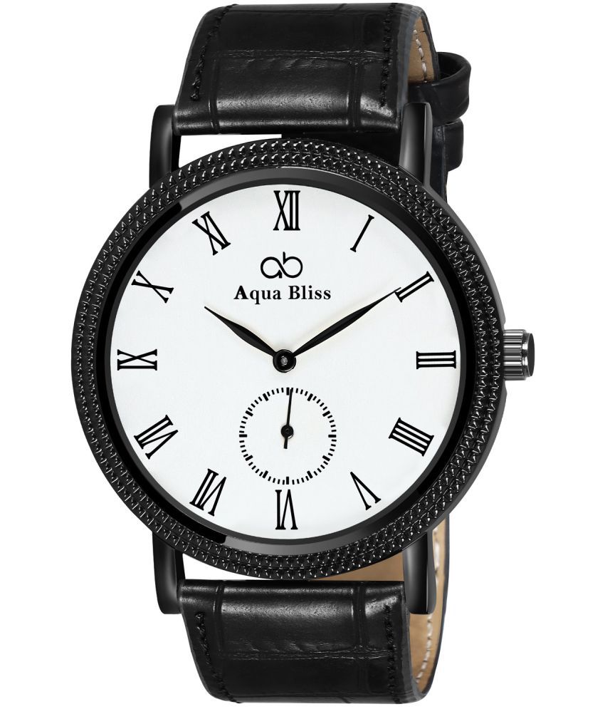     			AQUA BLISS - Black Leather Chronograph Men's Watch