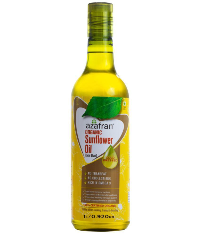     			Azafran Organic Cold Pressed Sunflower Oil, 100% Certified Organic, 1L