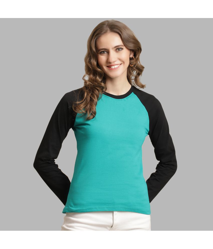     			Fabflee - Teal Cotton Regular Fit Women's T-Shirt ( Pack of 1 )