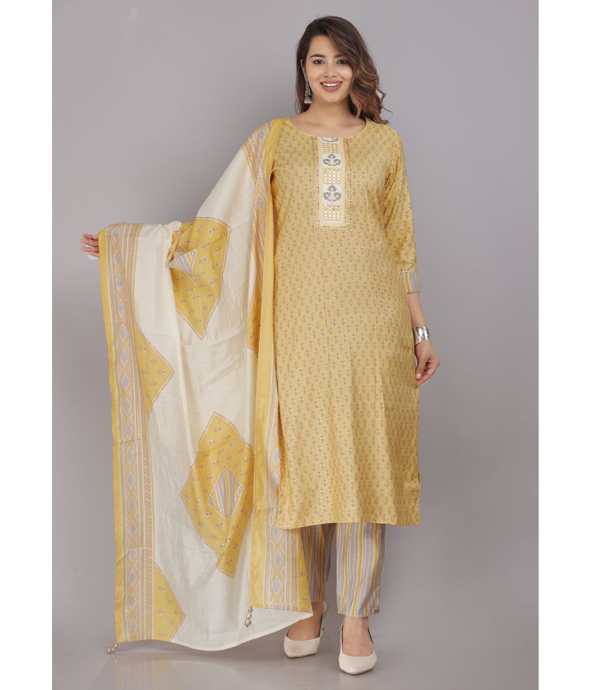     			HIGHLIGHT FASHION EXPORT - Yellow Straight Rayon Women's Stitched Salwar Suit ( Pack of 1 )