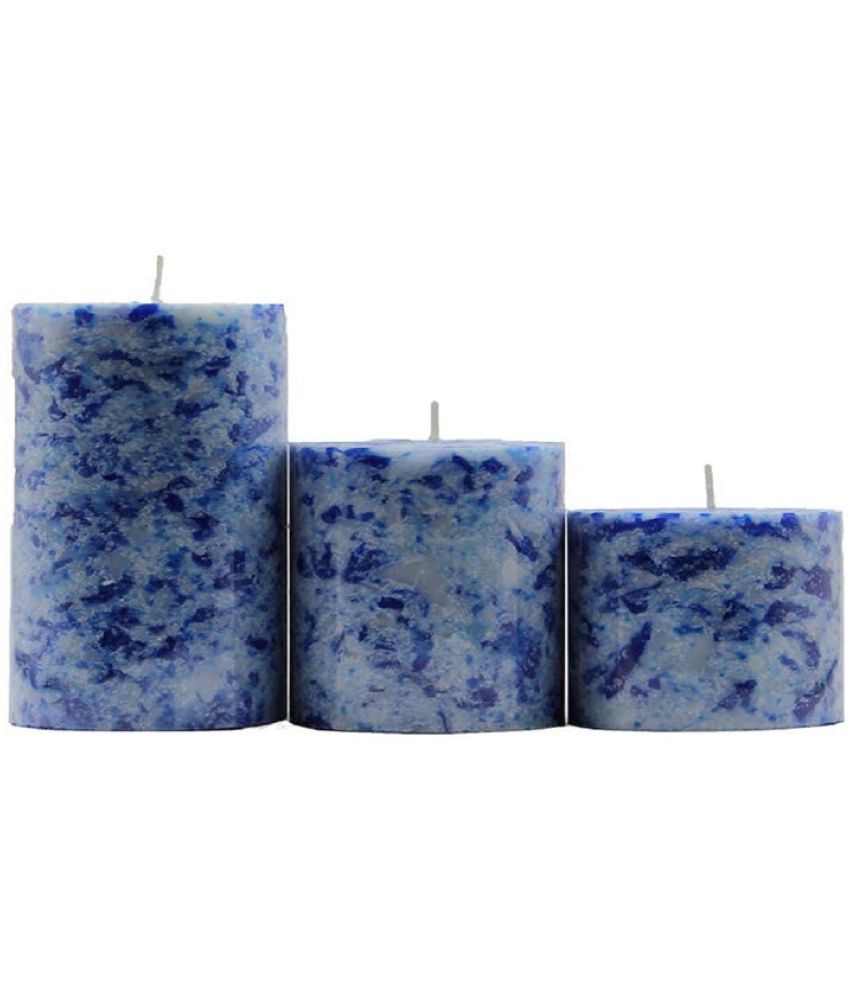     			Parkash Candles - Blue Unscented Pillar Candle 18 cm ( Pack of 3 )
