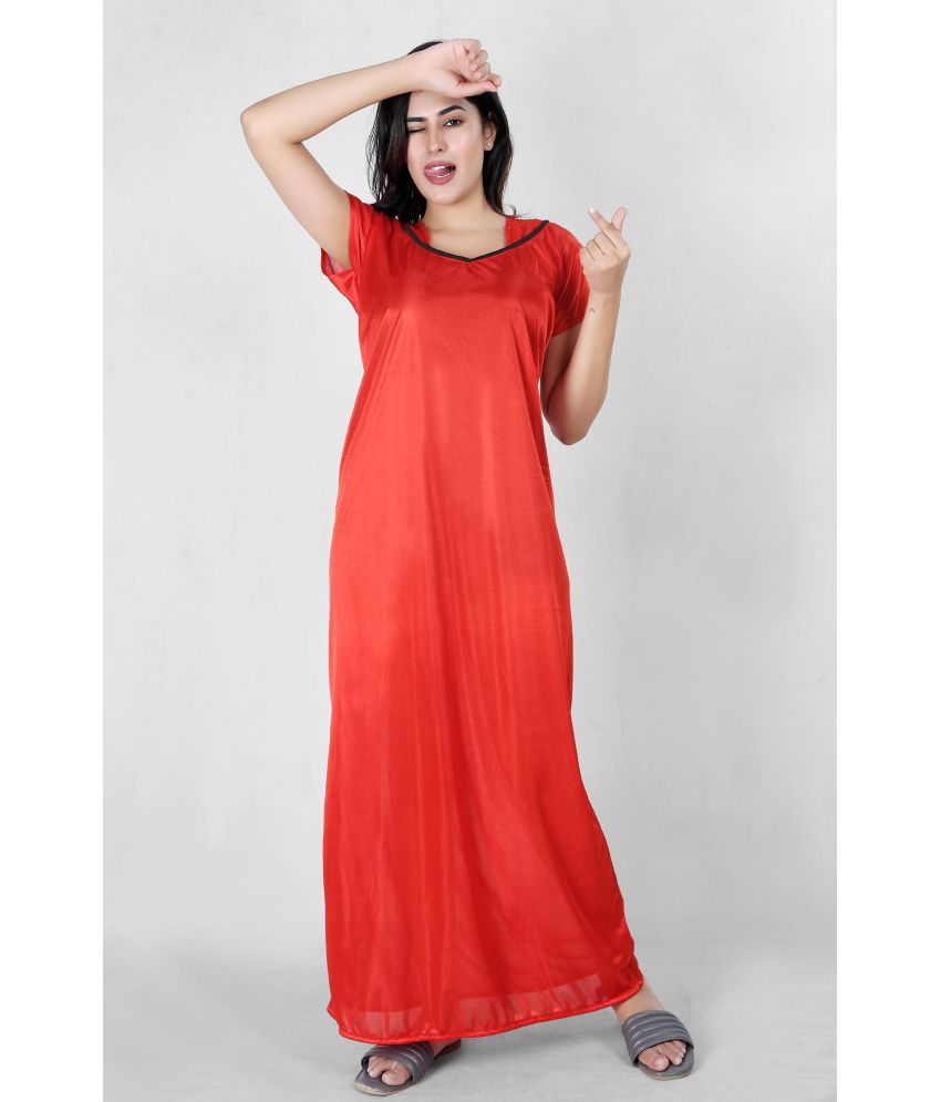     			RRIDHIMA - Red Satin Women's Nightwear Nighty & Night Gowns ( Pack of 1 )