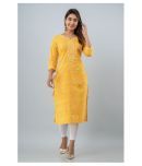 FABRR - Yellow Cotton Women's Straight Kurti ( Pack of 1 )