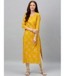 KIPEK - Mustard Rayon Women's Straight Kurti ( Pack of 1 )