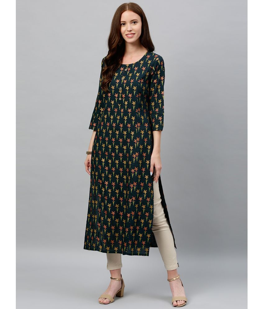     			KIPEK - Green Rayon Women's Straight Kurti ( Pack of 1 )