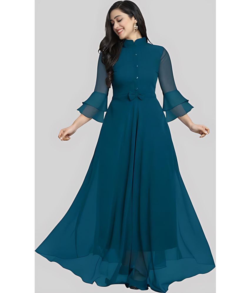     			Femvy - Blue Georgette Women's Gown ( Pack of 1 )