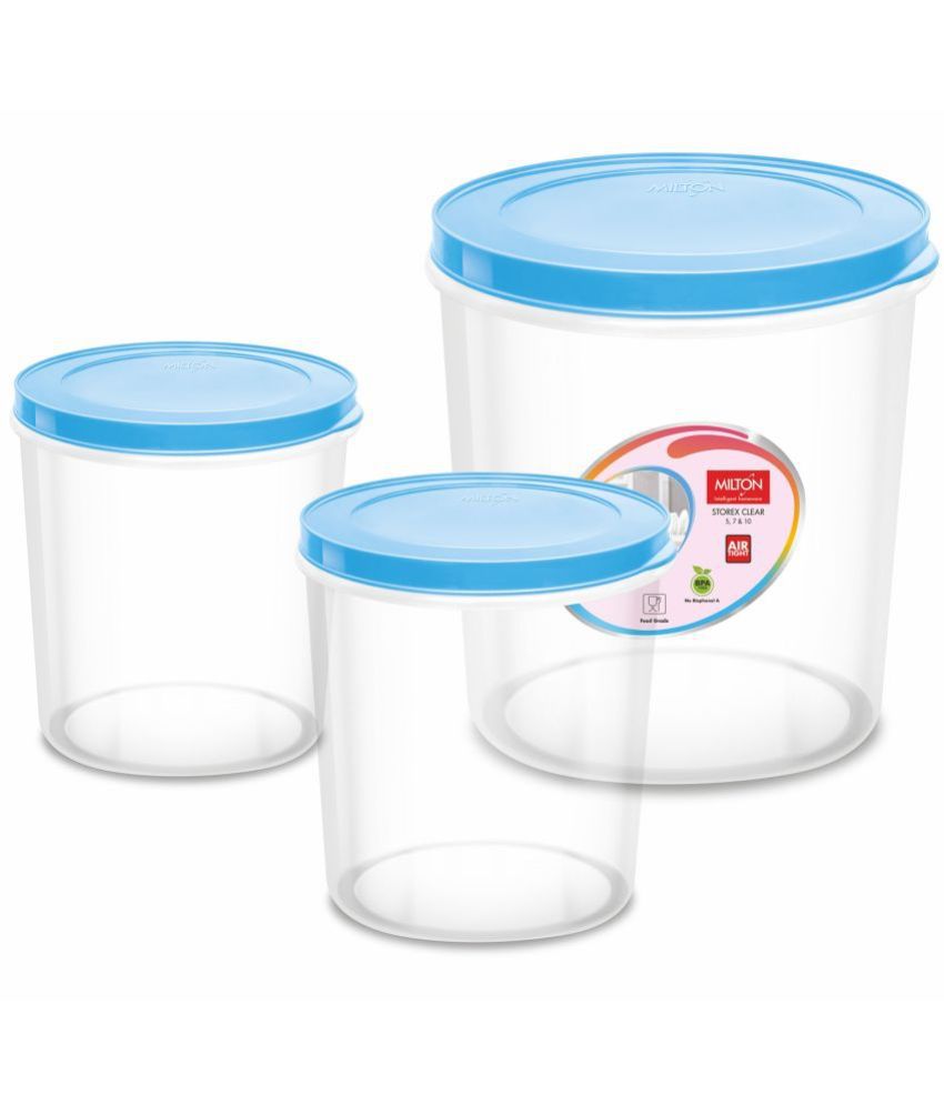     			Milton Storex Clear 5, 7 and 10 Plastic Containers Set of 3 with 3 Lids, (Transparent)