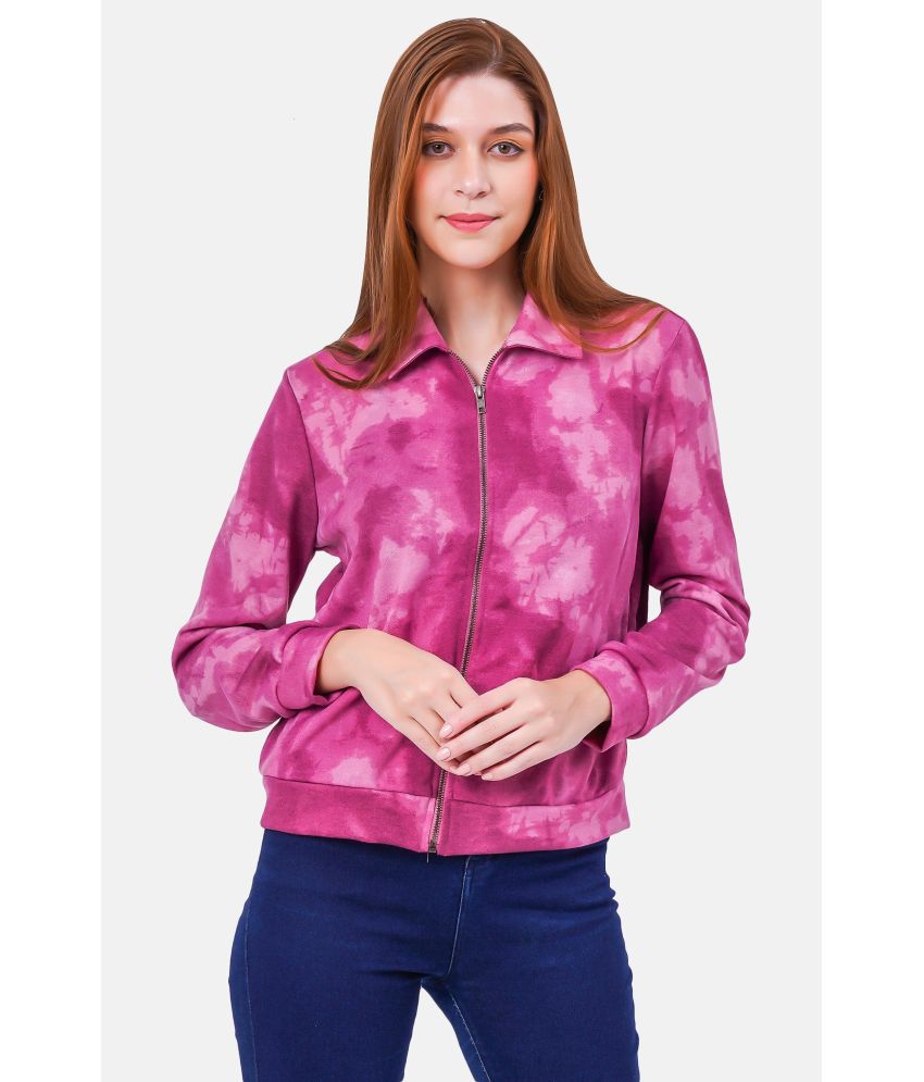     			NUEVOSDAMAS Cotton Pink Zippered Sweatshirt
