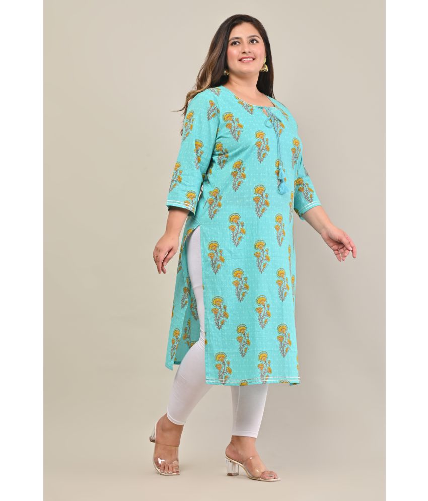     			Swasti - Turquoise 100% Cotton Women's Straight Kurti ( Pack of 1 )