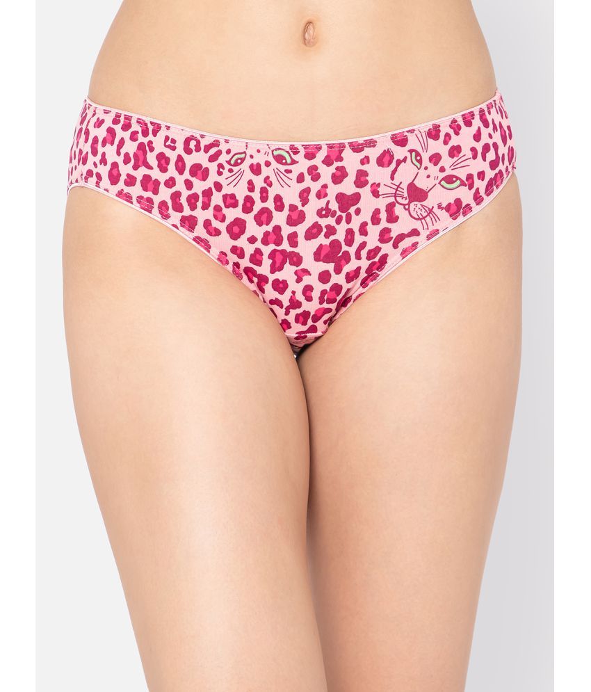     			Clovia - Pink Cotton Printed Women's Bikini ( Pack of 1 )