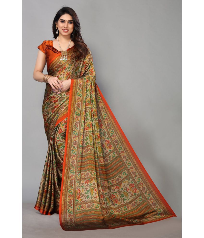     			FABMORA - Rust Chiffon Saree With Blouse Piece ( Pack of 1 )