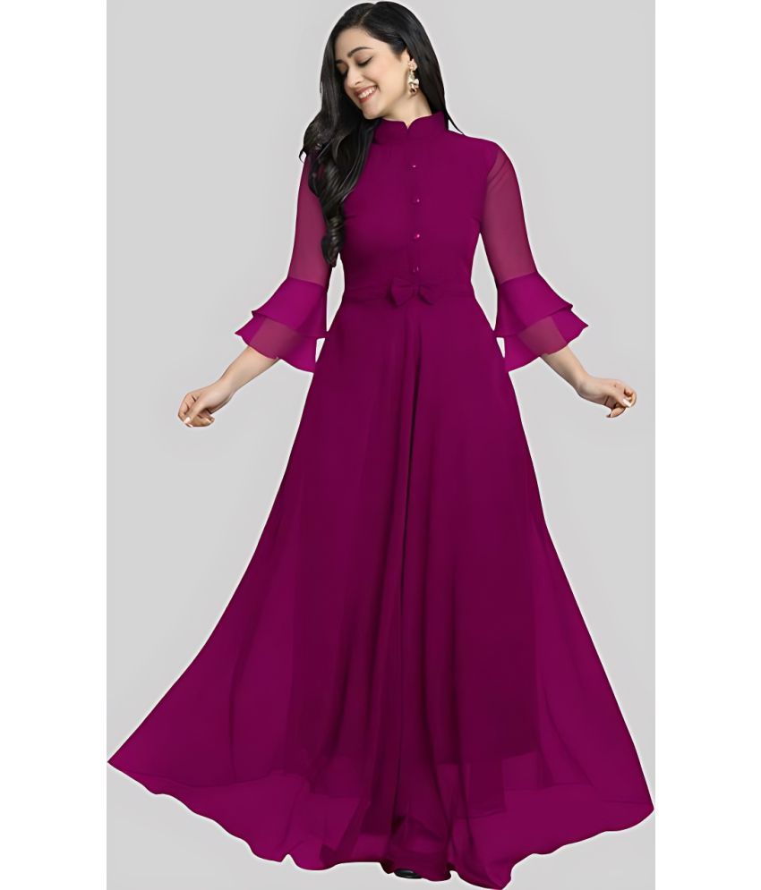     			Femvy - Wine Georgette Women's Gown ( Pack of 1 )