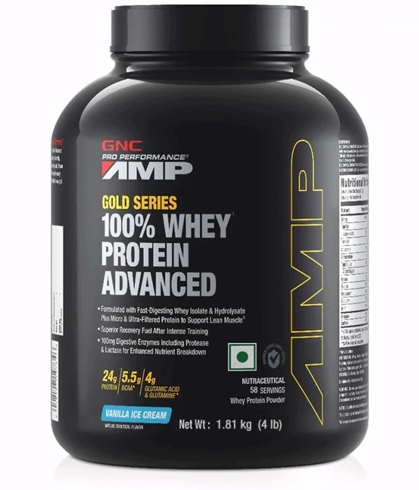     			GNC AMP Gold Series 100% Whey Protein Advanced- Vanilla Ice Cream | 4 lbs