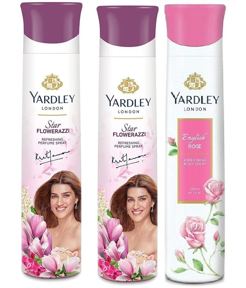     			Yardley London - 2 FLAWERAZZI &1ENGLISH ROSE 150ML EACH, Deodorant Spray for Women 450 ml ( Pack of 3 )