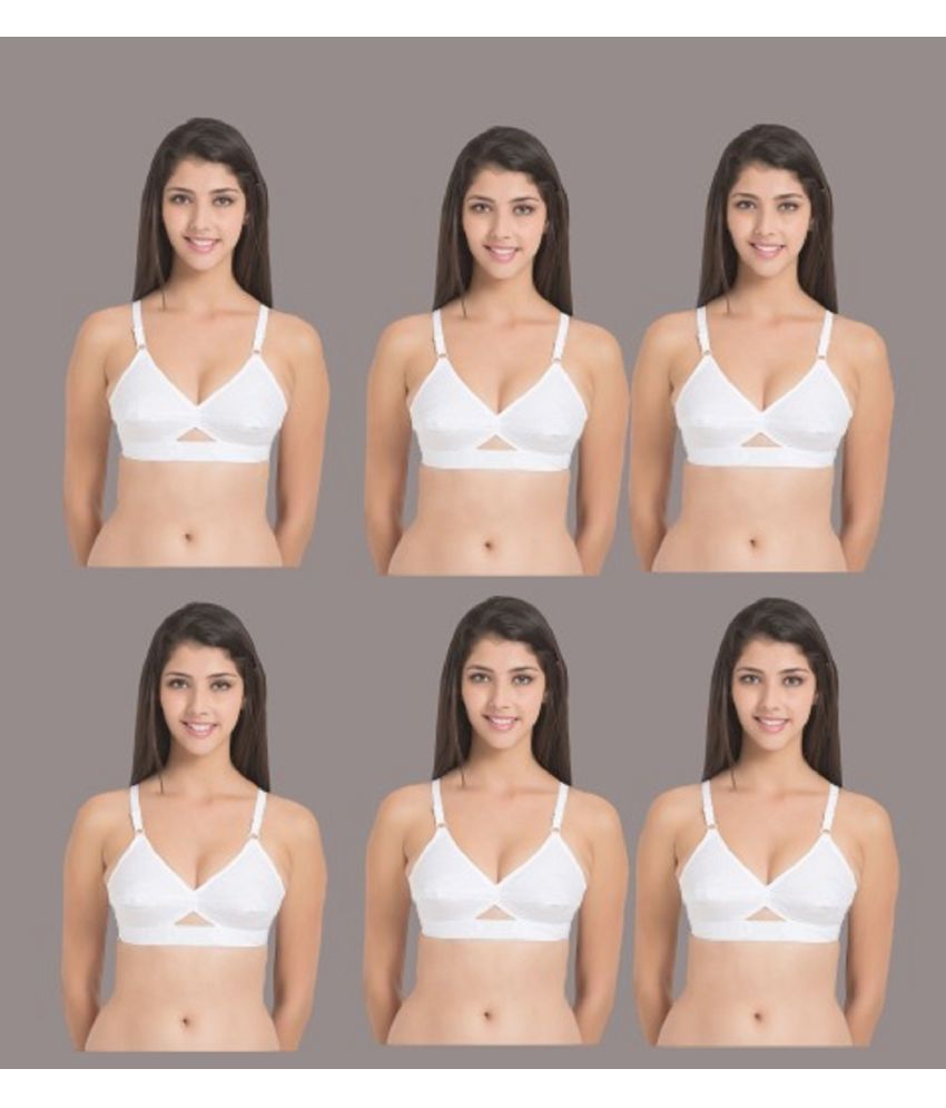     			Zourt Pack of 6 Cotton Non Padded Women's Minimizer Bra ( White )