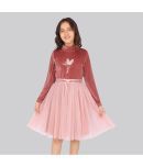 Cutecumber Velvet Fit And Flare Dress For Girls ( Pack of 1 , Pink )