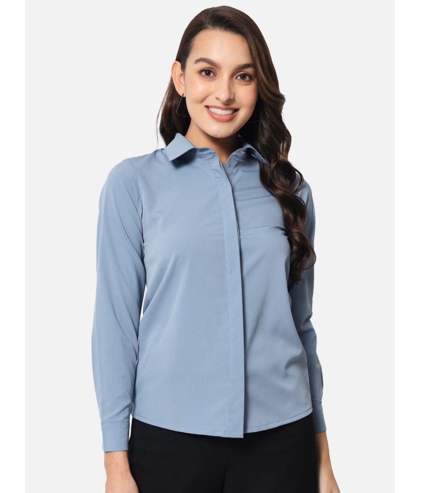     			ALL WAYS YOU - Light Blue Polyester Women's Shirt Style Top ( Pack of 1 )