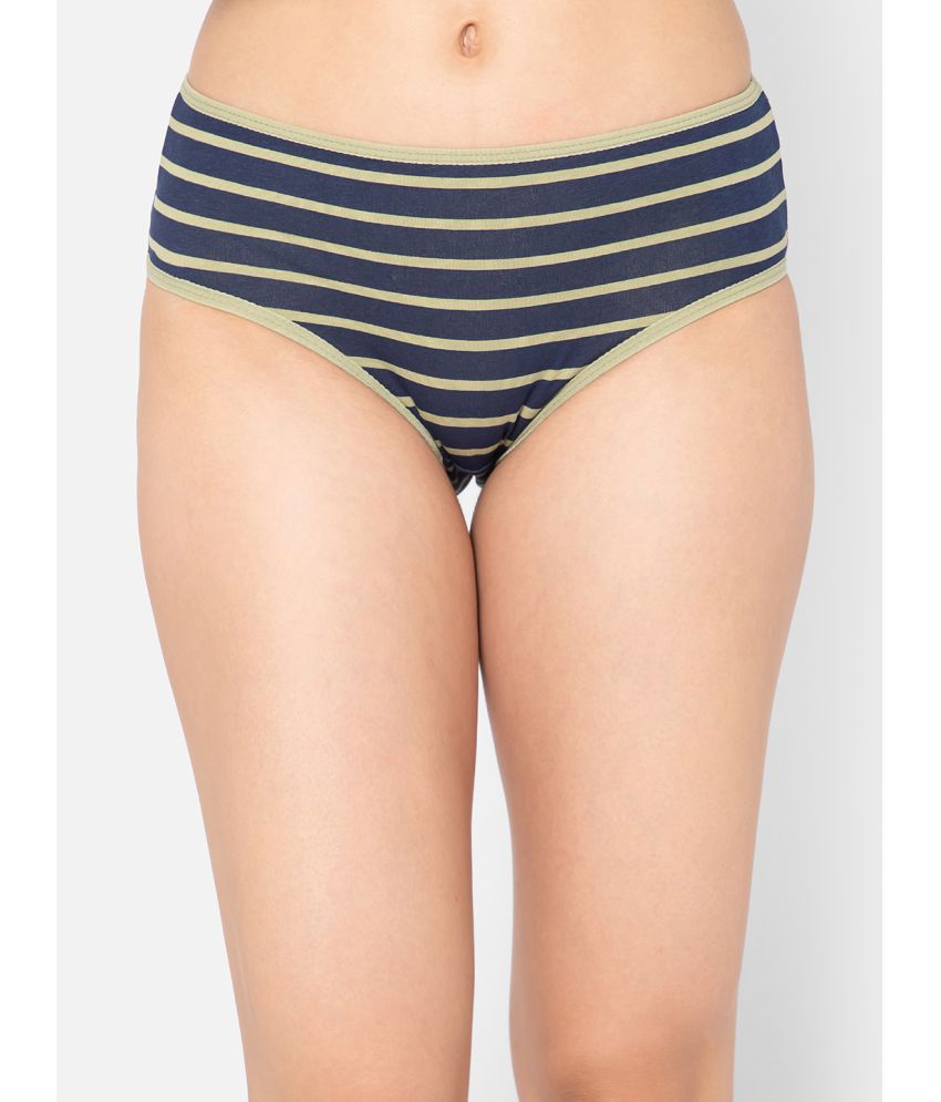     			Clovia - Blue Cotton Striped Women's Hipster ( Pack of 1 )