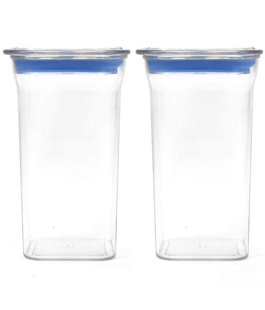     			HomePro Fabio Airtight Transparent storage Plastic container pack of 2, Square, 1100ml Blue