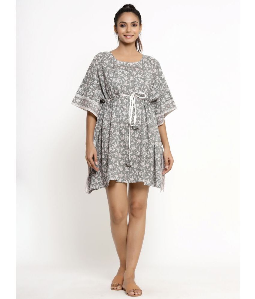     			KIPEK - Grey Cotton Women's Nightwear Kaftan ( Pack of 1 )