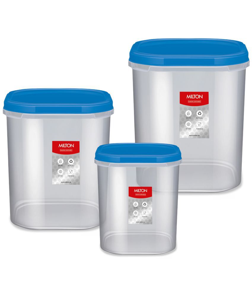     			Milton Quadra Storage Container, Set of 3, 2000 ml, 3000 ml, 4000 ml, Blue