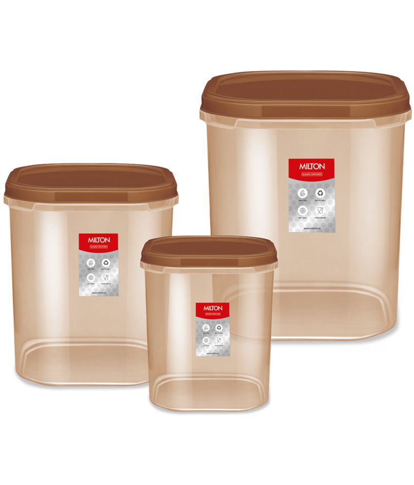     			Milton Quadra Storage Container, Set of 3, 6000 ml, 8000 ml, 12000 ml, Brown