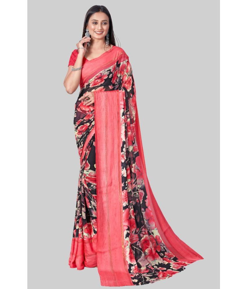     			Sanjana Silks - Red Georgette Saree With Blouse Piece ( Pack of 1 )