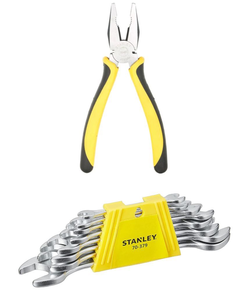     			Stanley 2 Hand Tool Combo Double Open End Spanner Set 6X7 To 20X22(70-379E)/ 8" Combination Plier, Bi-Material (70-482)