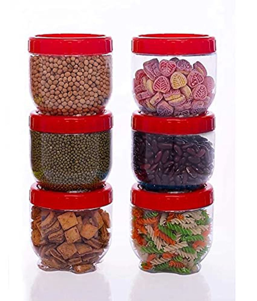 Woolco - interlock Red Plastic Spice Container ( Set of 6 ) - 600