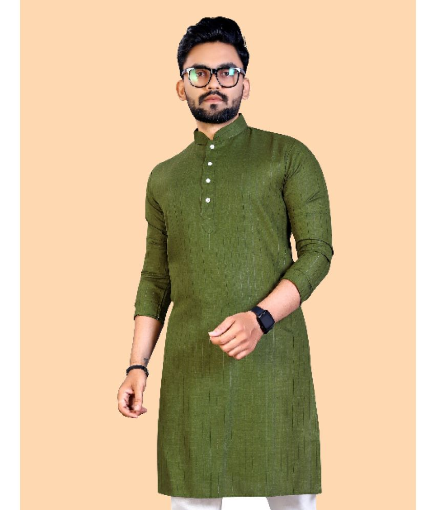     			YUG ART - Olive Green Cotton Men's Regular Kurta ( Pack of 1 )