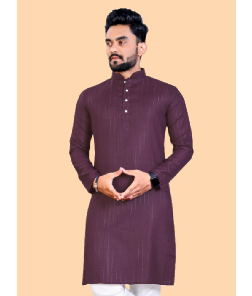     			YUG ART - Purple Cotton Men's Regular Kurta ( Pack of 1 )