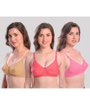 Kiran Enterprises Pack of 3 Cotton Blend Non Padded Women's Everyday Bra ( Multicolor )