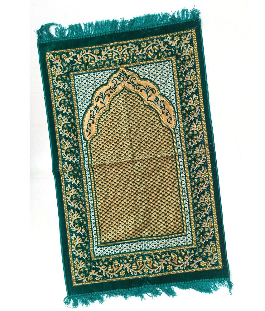     			ALRAZA LOOMS Green Single Anti-skid Velvet Prayer Mat ( 110 X 70 cm )