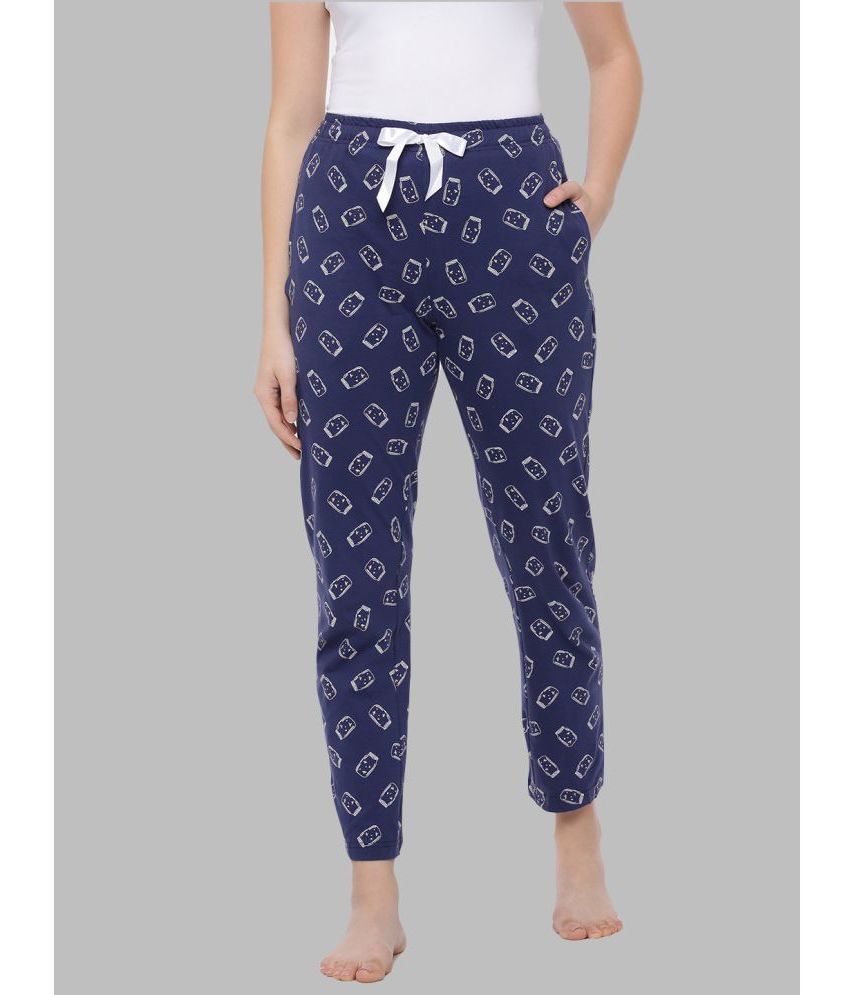     			Dollar Missy - Navy Cotton Blend Women's Nightwear Pajamas ( Pack of 1 )