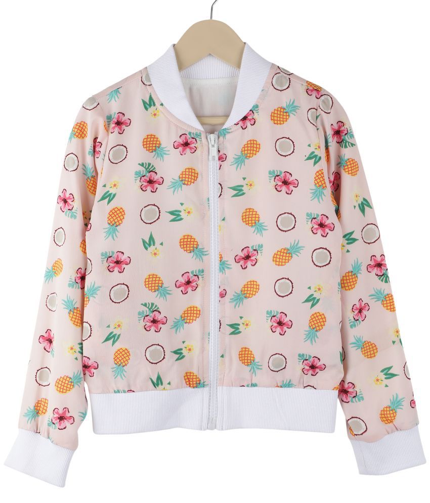     			Fruit printed peach color Bomber Jacket
