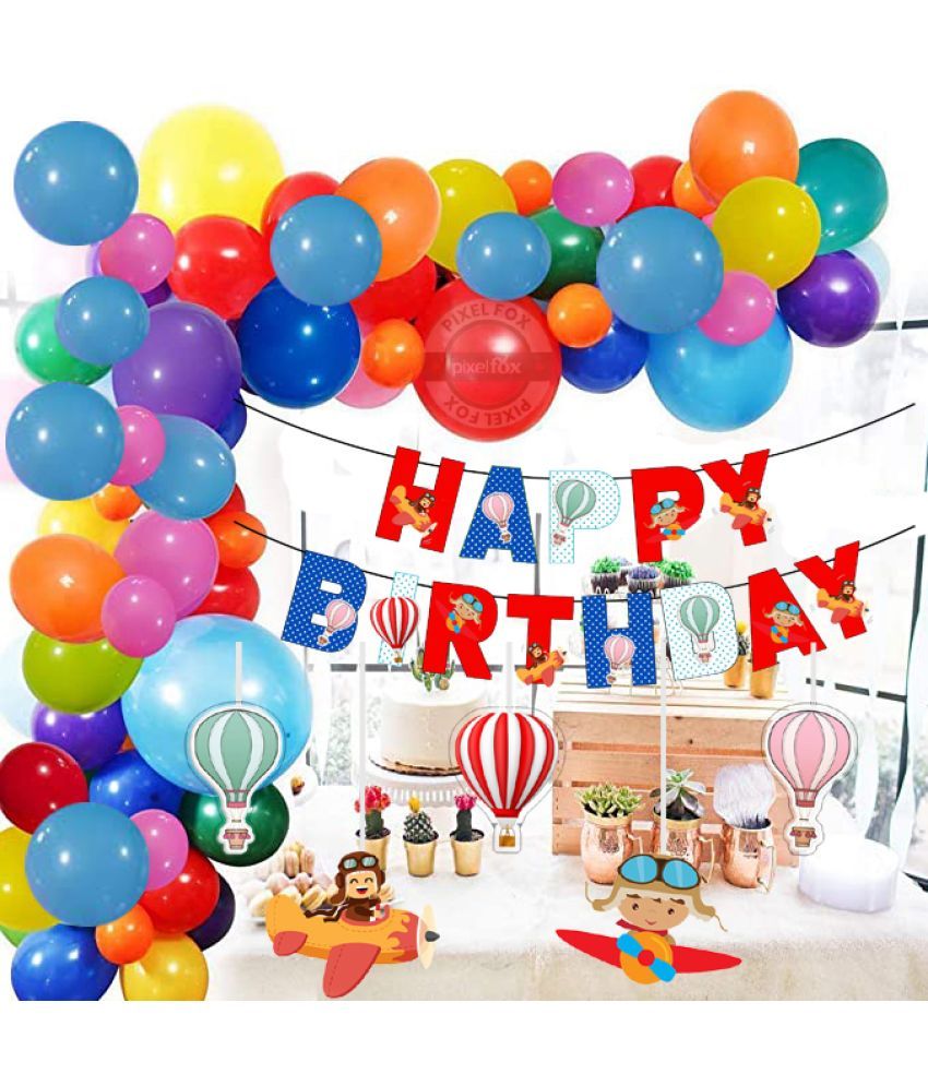 Happy Birthday Decorations Set 1 pc. Happy Birthday Banner (Aeroplane