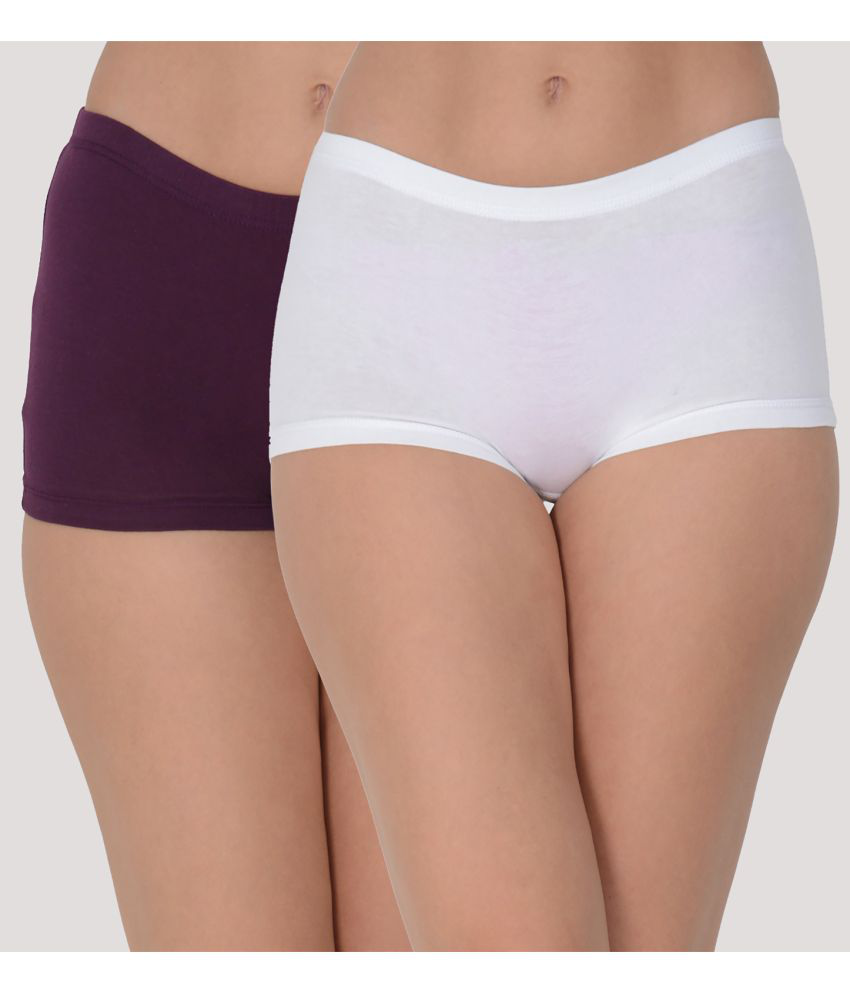     			Leading Lady - Purple Cotton Solid Women's Boy Shorts ( Pack of 2 )