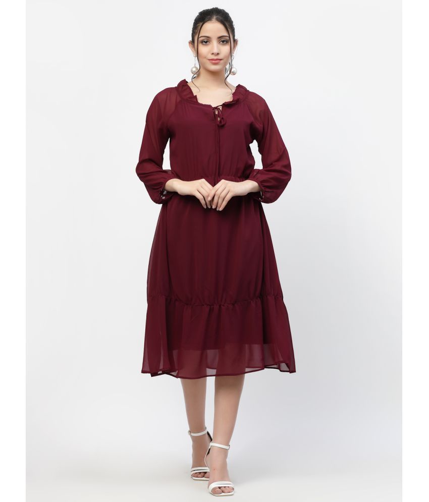     			MISS AYSE - Maroon Georgette Women's A-line Dress ( Pack of 1 )