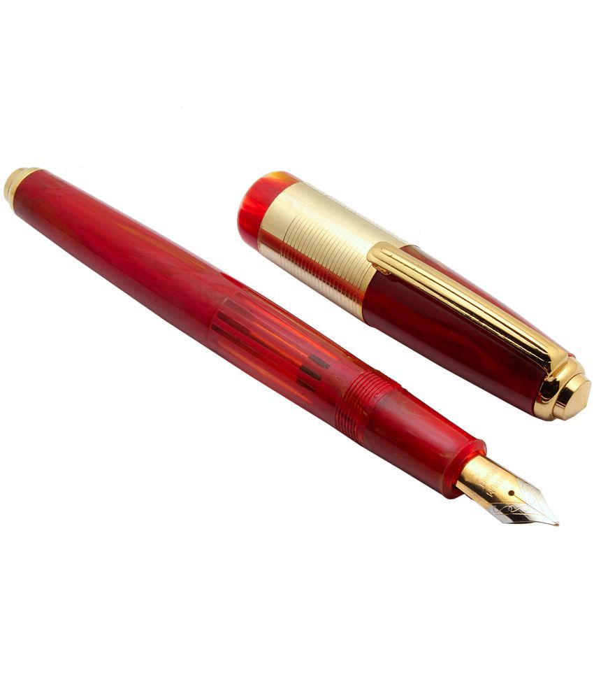     			Srpc Oliver 71G Gold Demonstrator Eyedropper Fountain Pen With Golden Trims Red